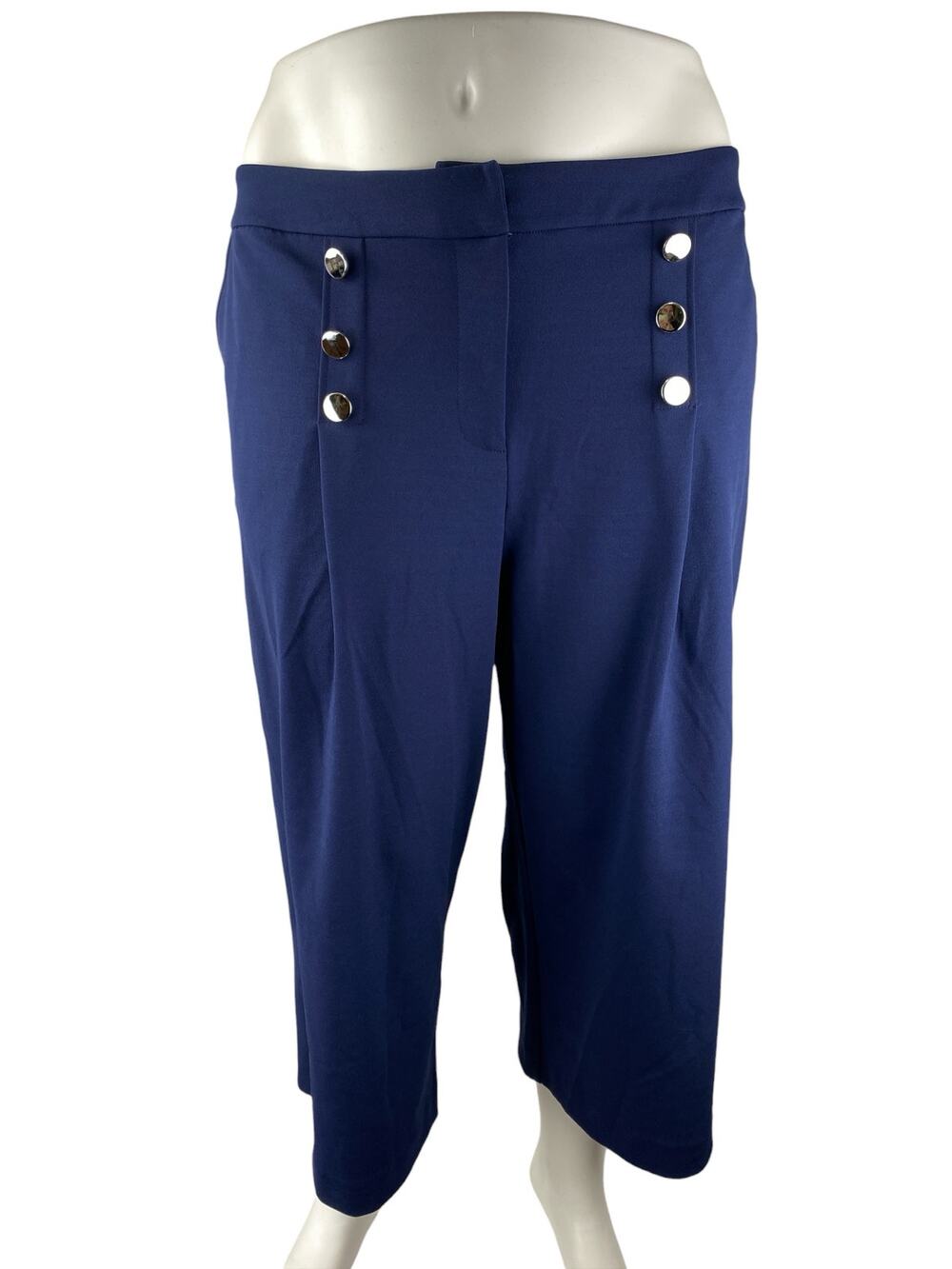 Ashley Stewart Womens Blue High Rise Wide Leg Sailor Trousers Pants Size 22/24